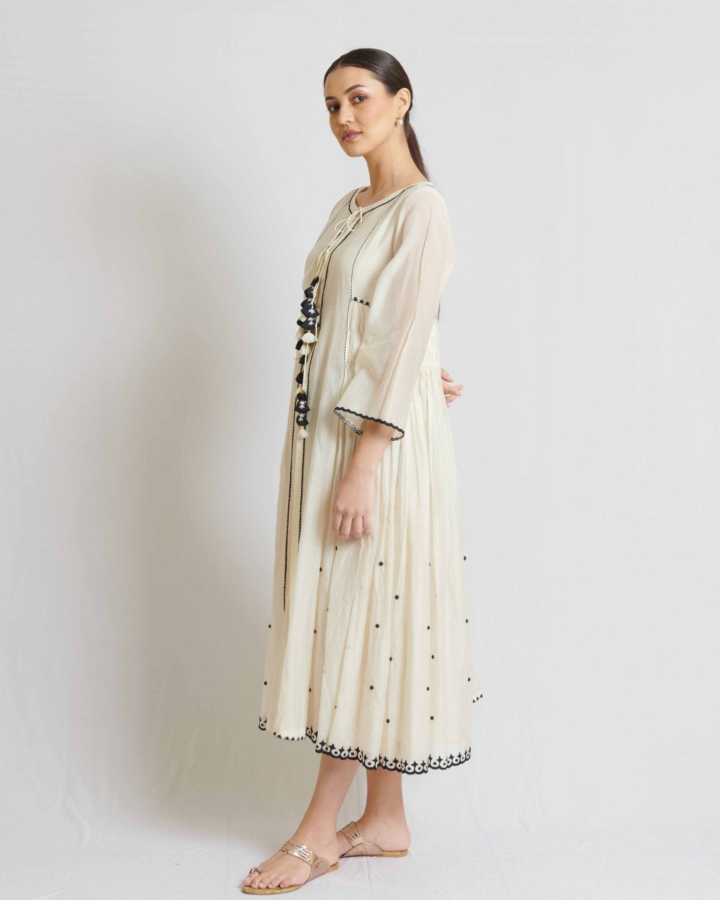 Hand crafted ivory Jacket with black detail
