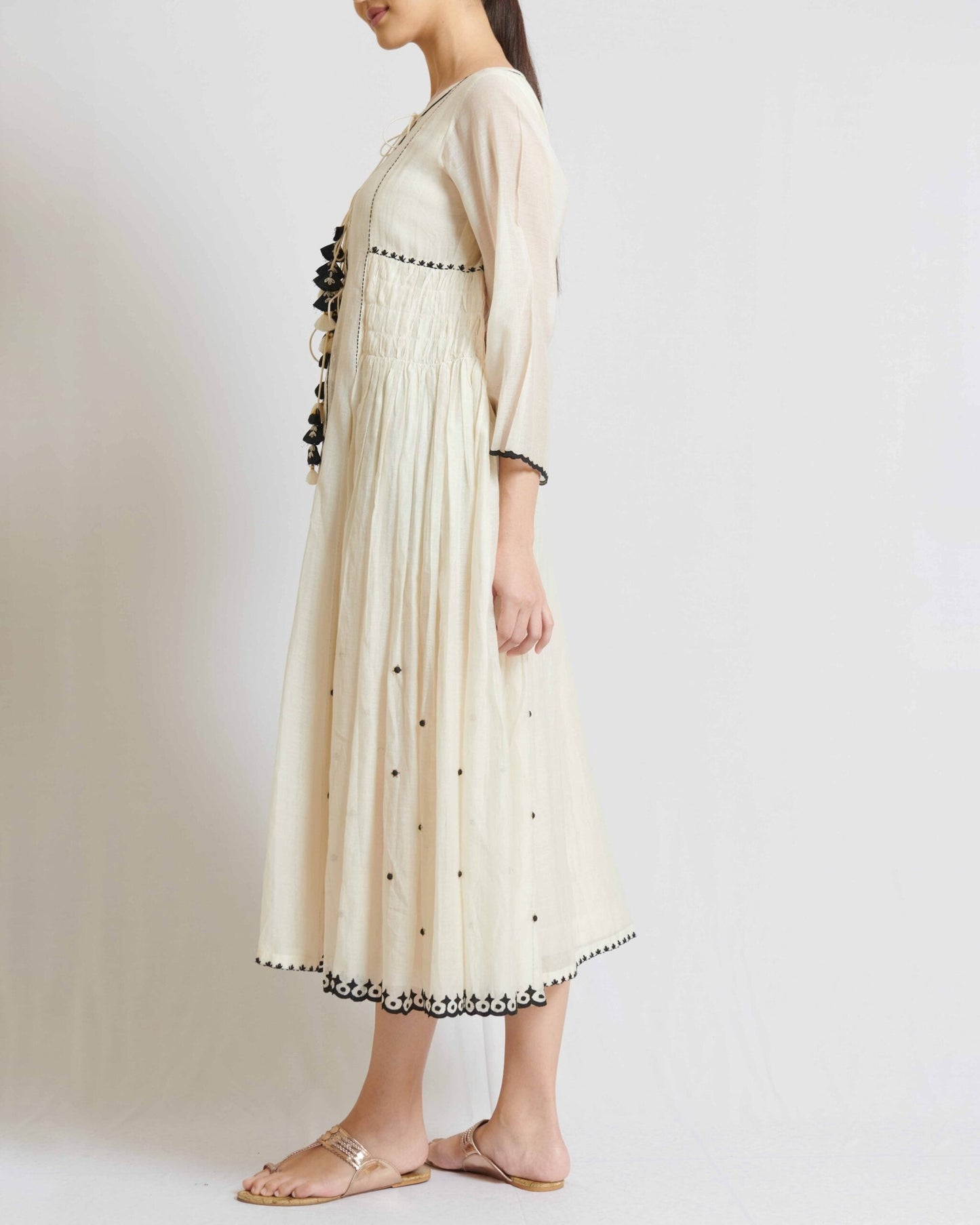 Hand crafted ivory Jacket with black detail