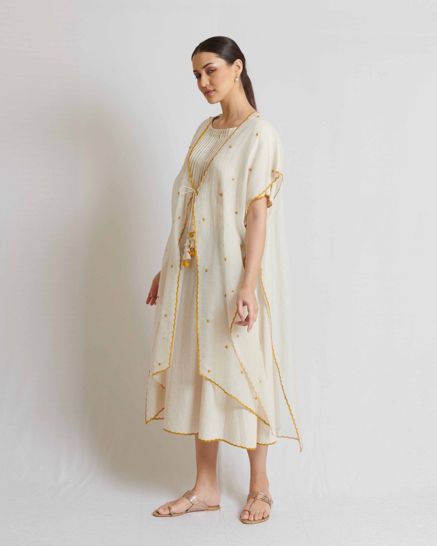 Tunic with yellow applique Poncho