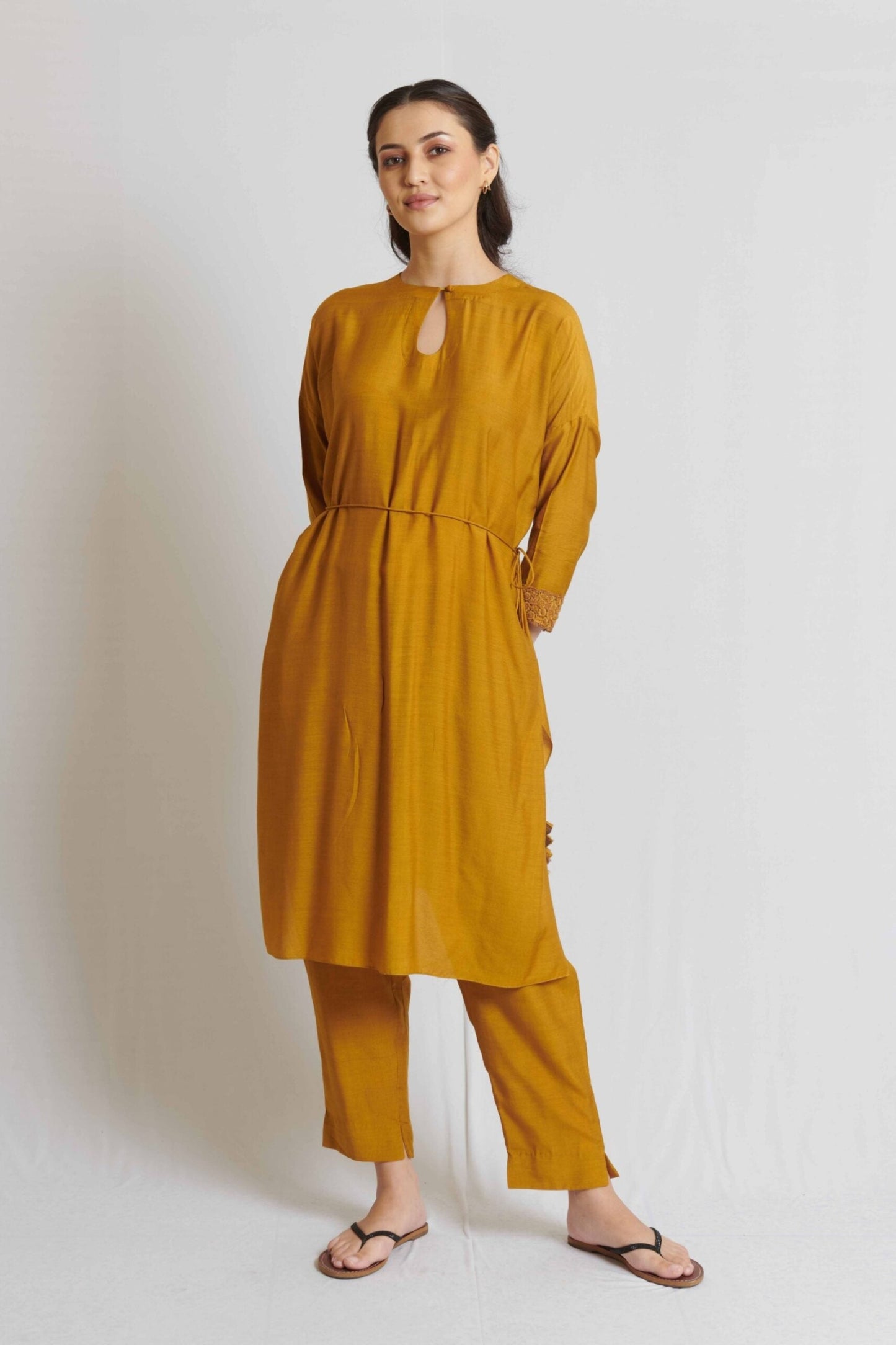 Mustard Yellow Spun Silk Co-Ord Set
