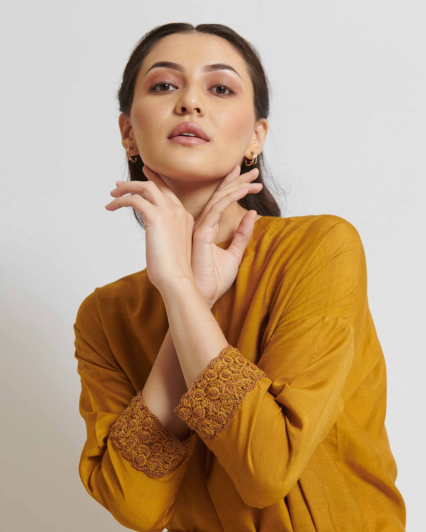 Mustard yellow spun silk co-ord set