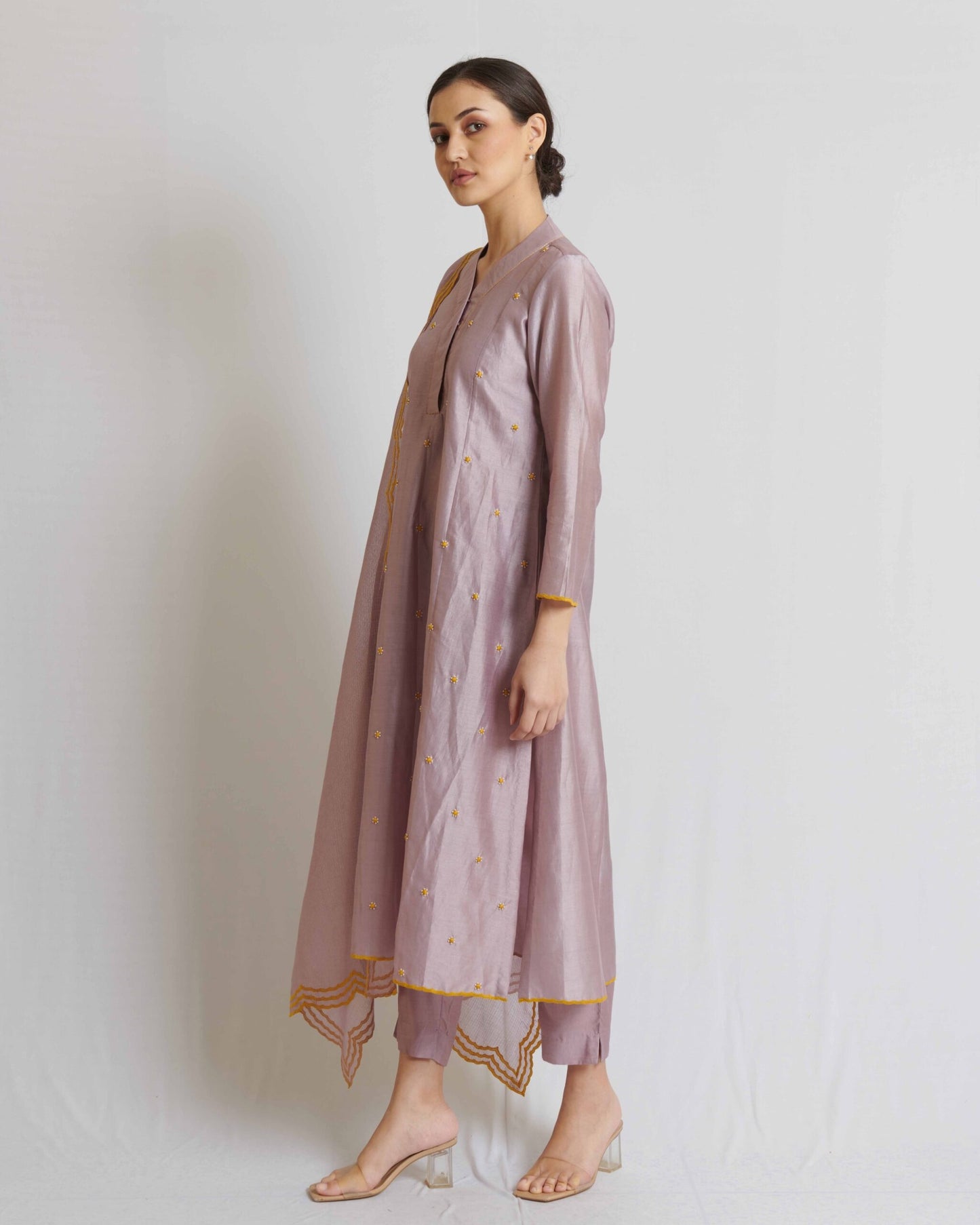 Lavender Chanderi Kurta Set