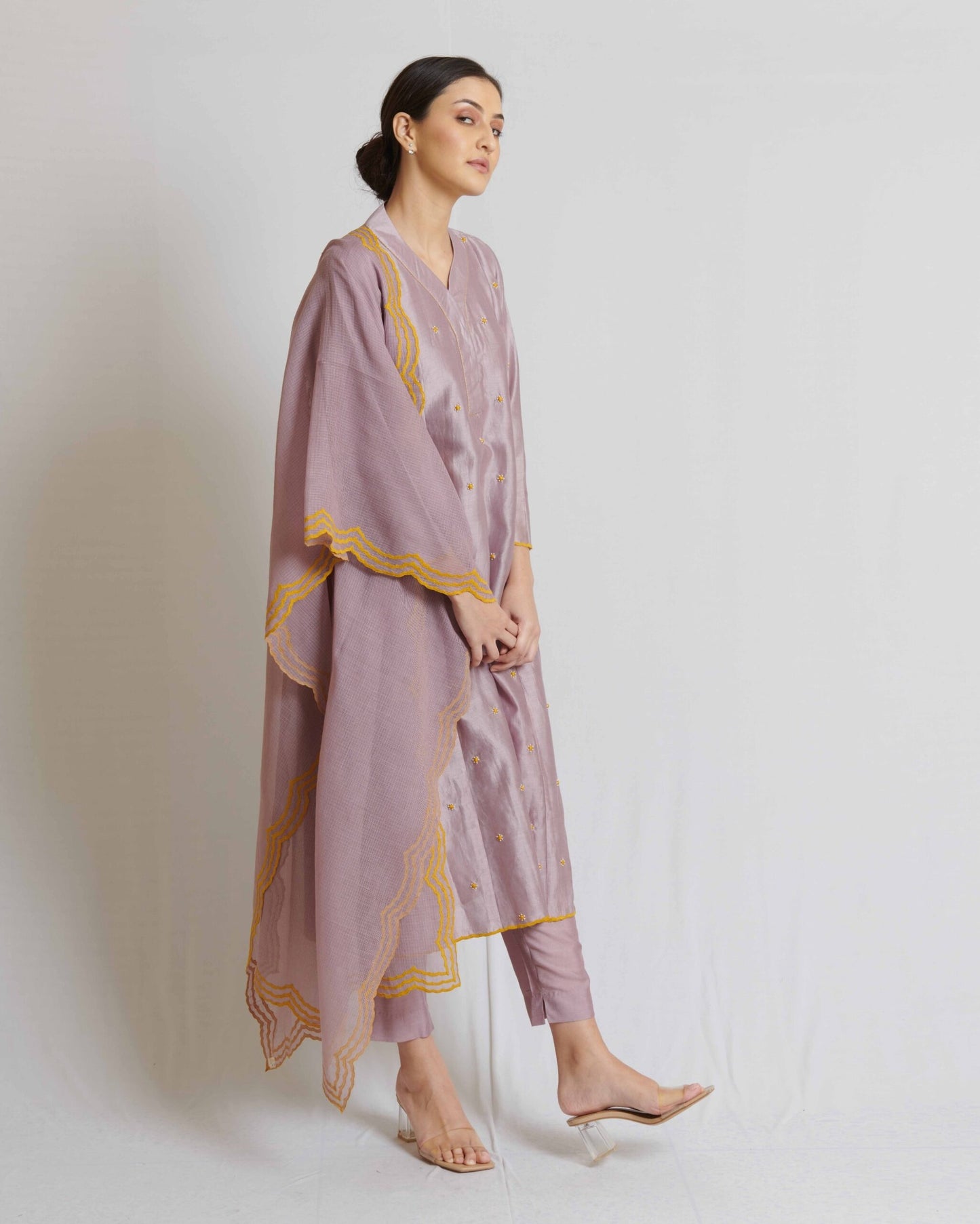 Lavender Chanderi Kurta Set