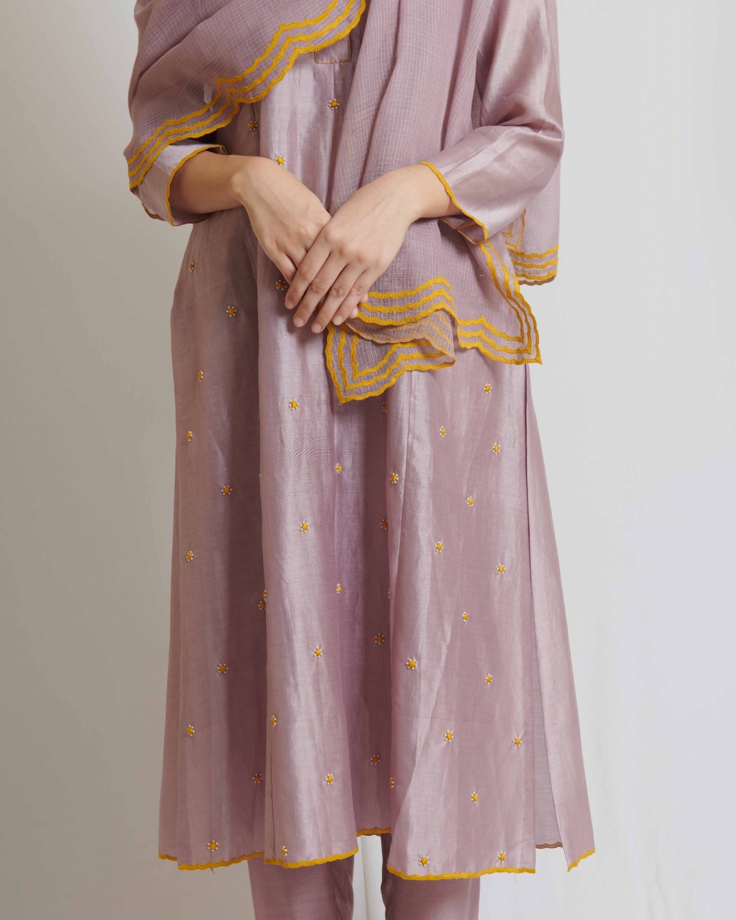 Lavender Chanderi Kurta Set