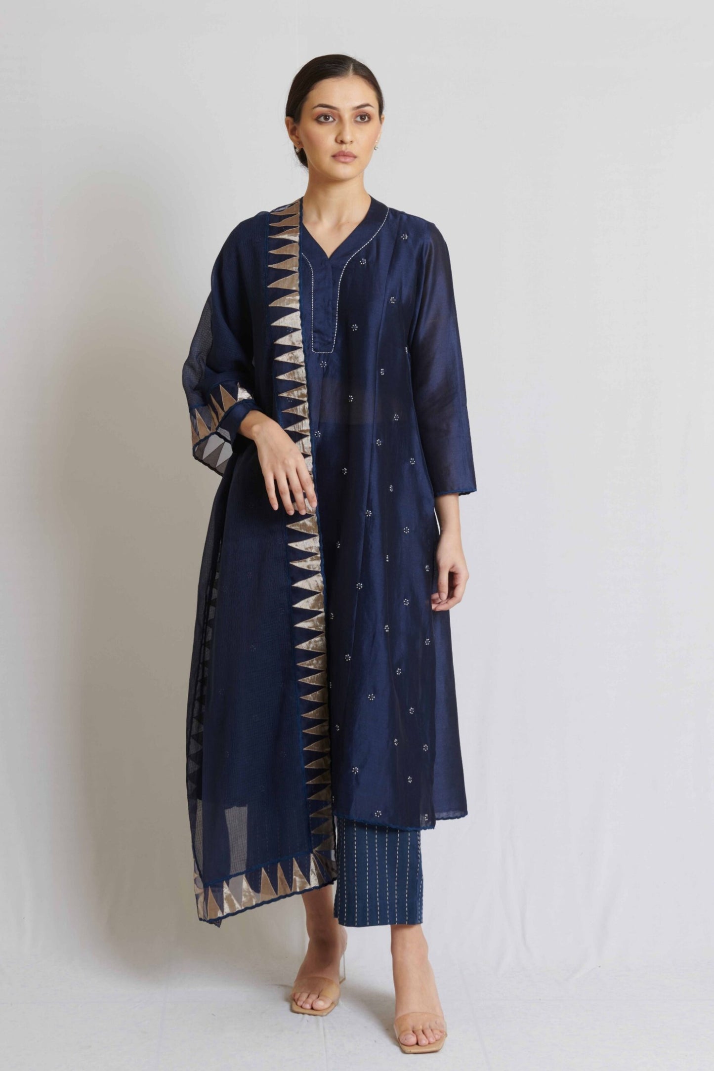 Indigo Blue Chanderi Silk Kurta Set