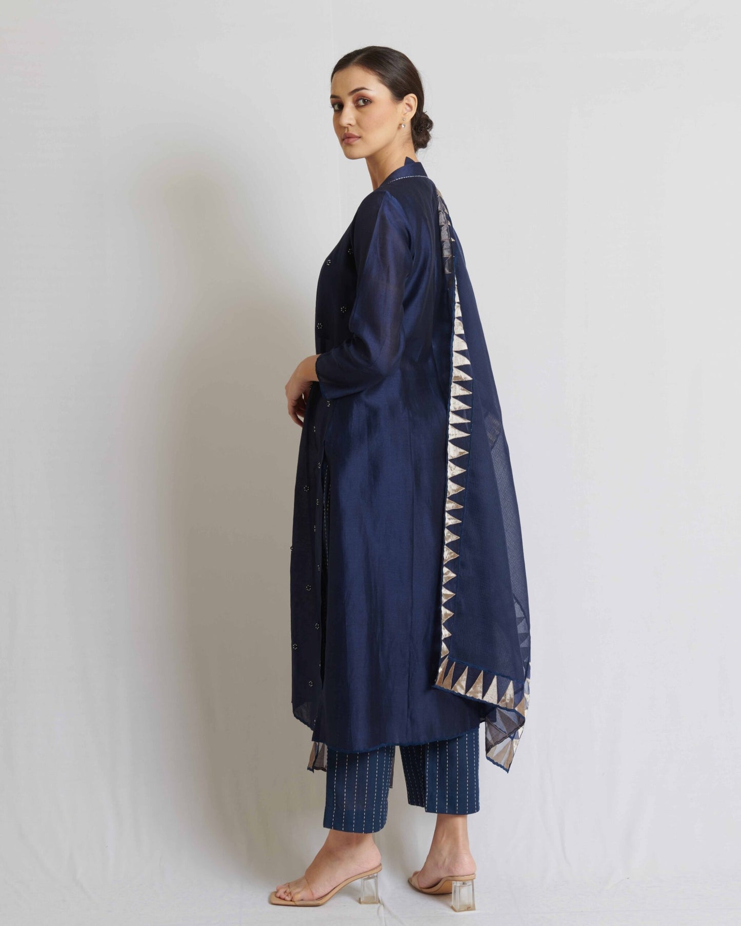 Indigo Blue Chanderi Silk Kurta Set