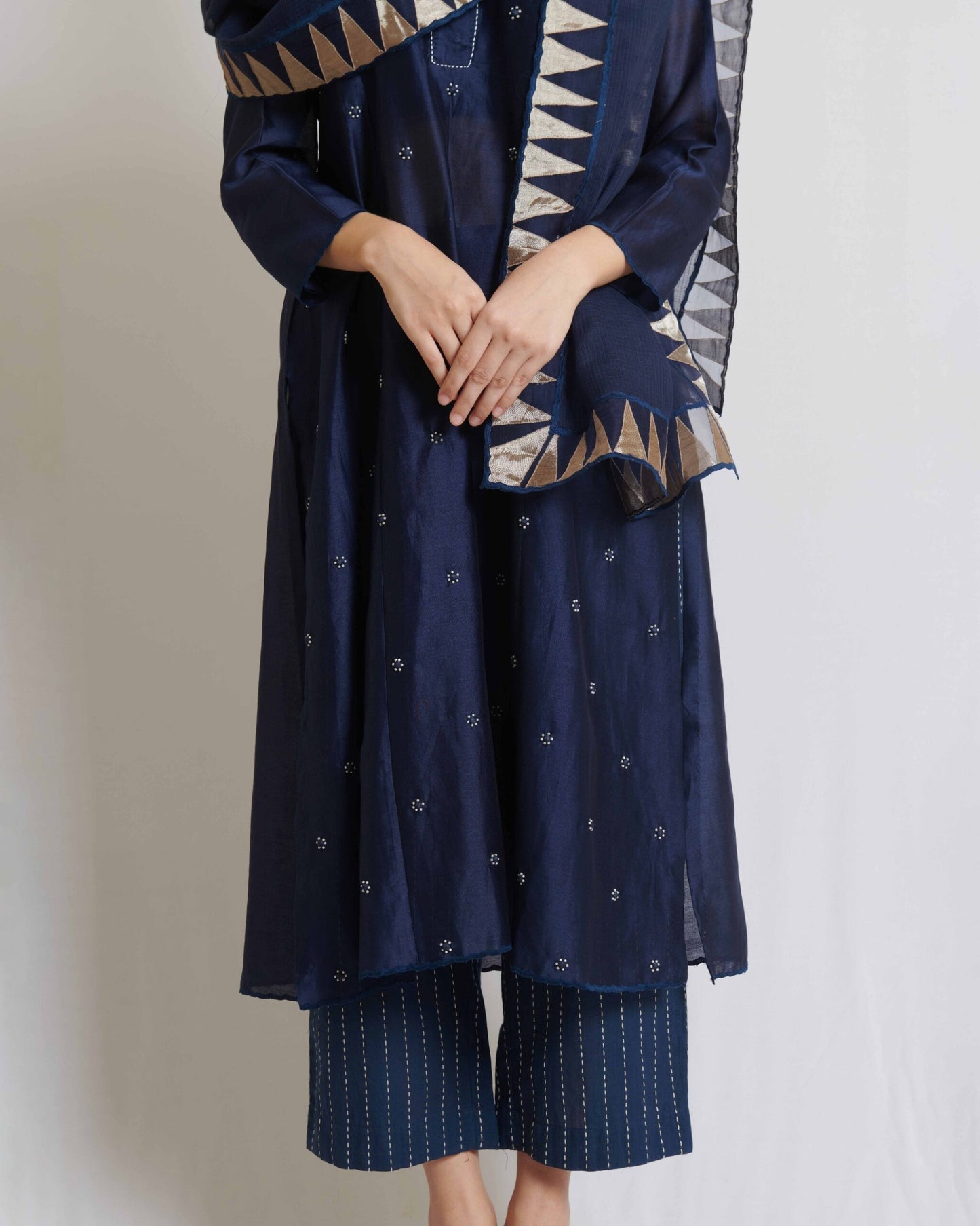 Indigo Blue Chanderi Silk Kurta Set