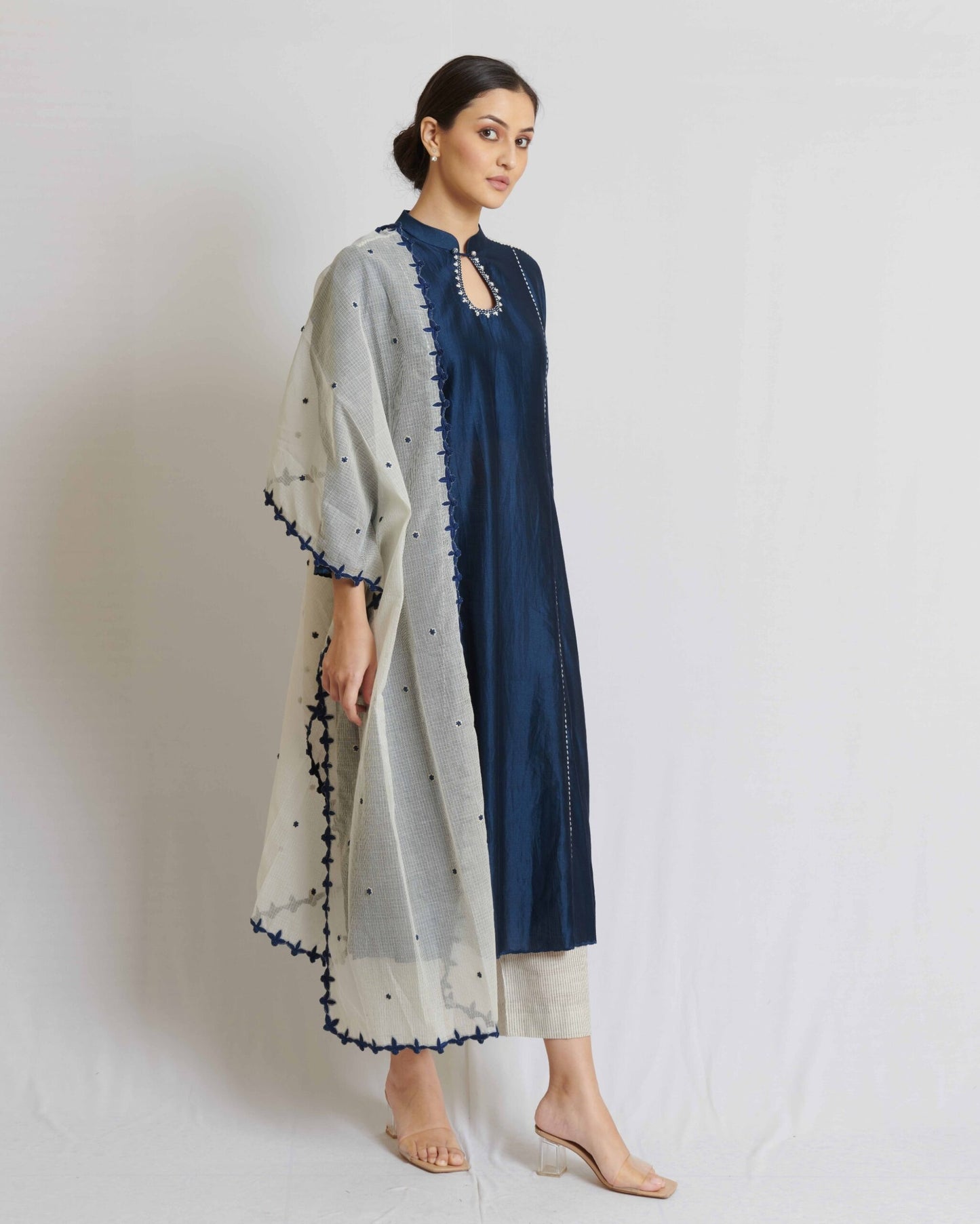 Indigo Blue Chanderi Kurta Set