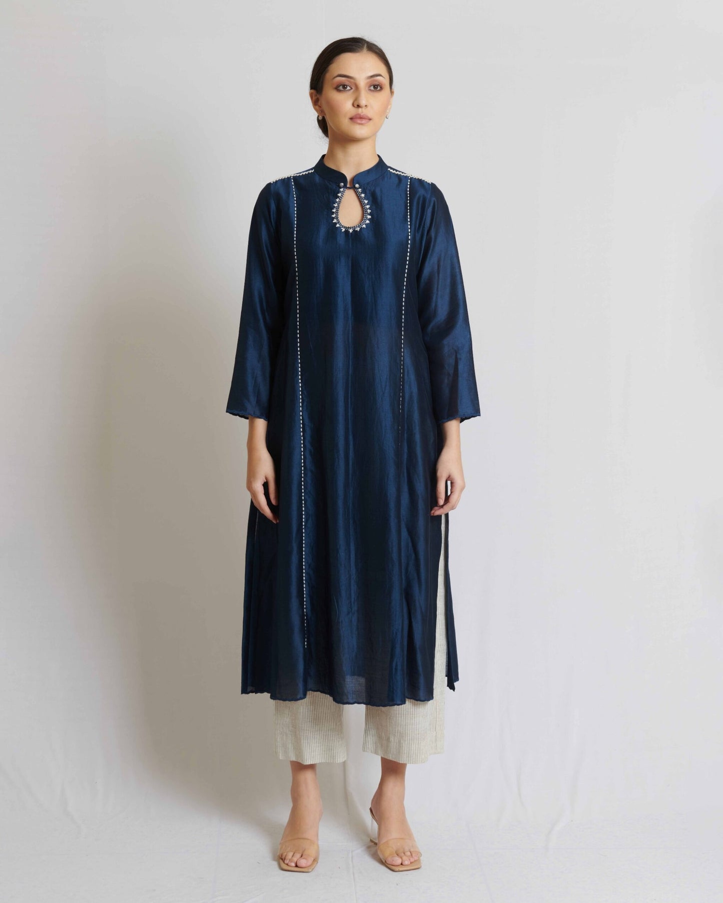 Indigo Blue Chanderi Kurta Set