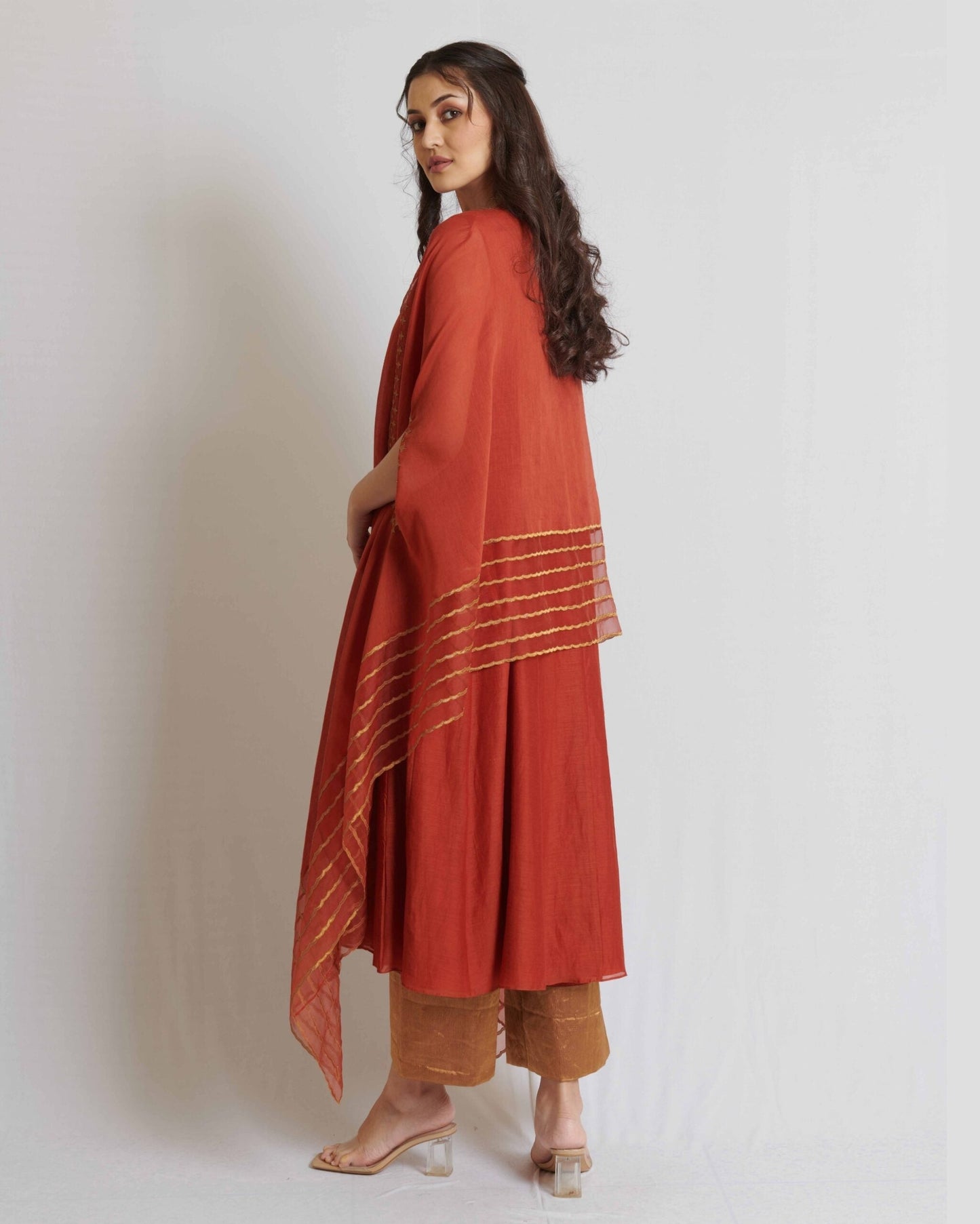 Rust kalidar with cape set