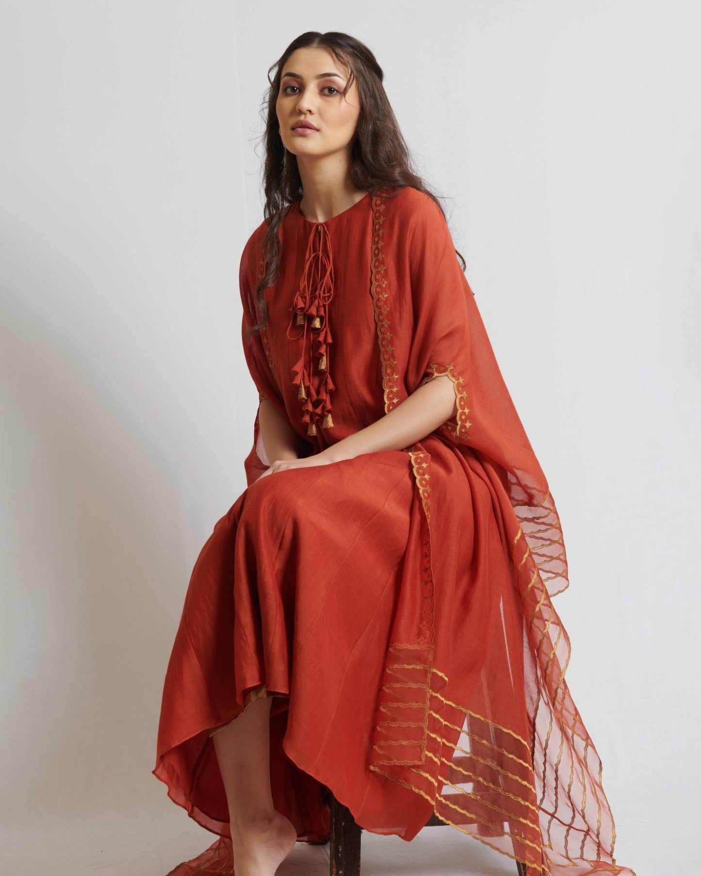 Rust kalidar with cape set