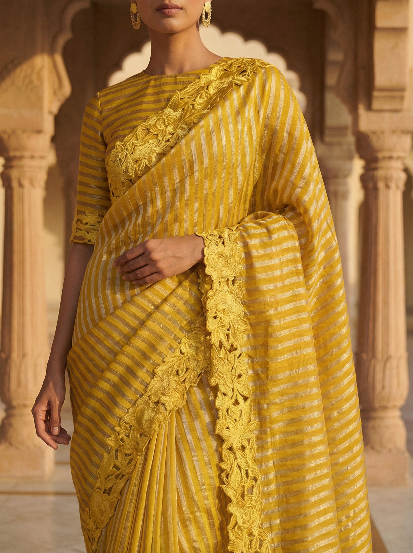Haldi Chanderi Sari