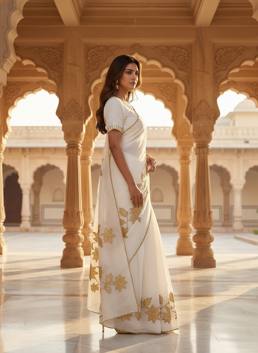 Gulshan Appliqué Chanderi Sari