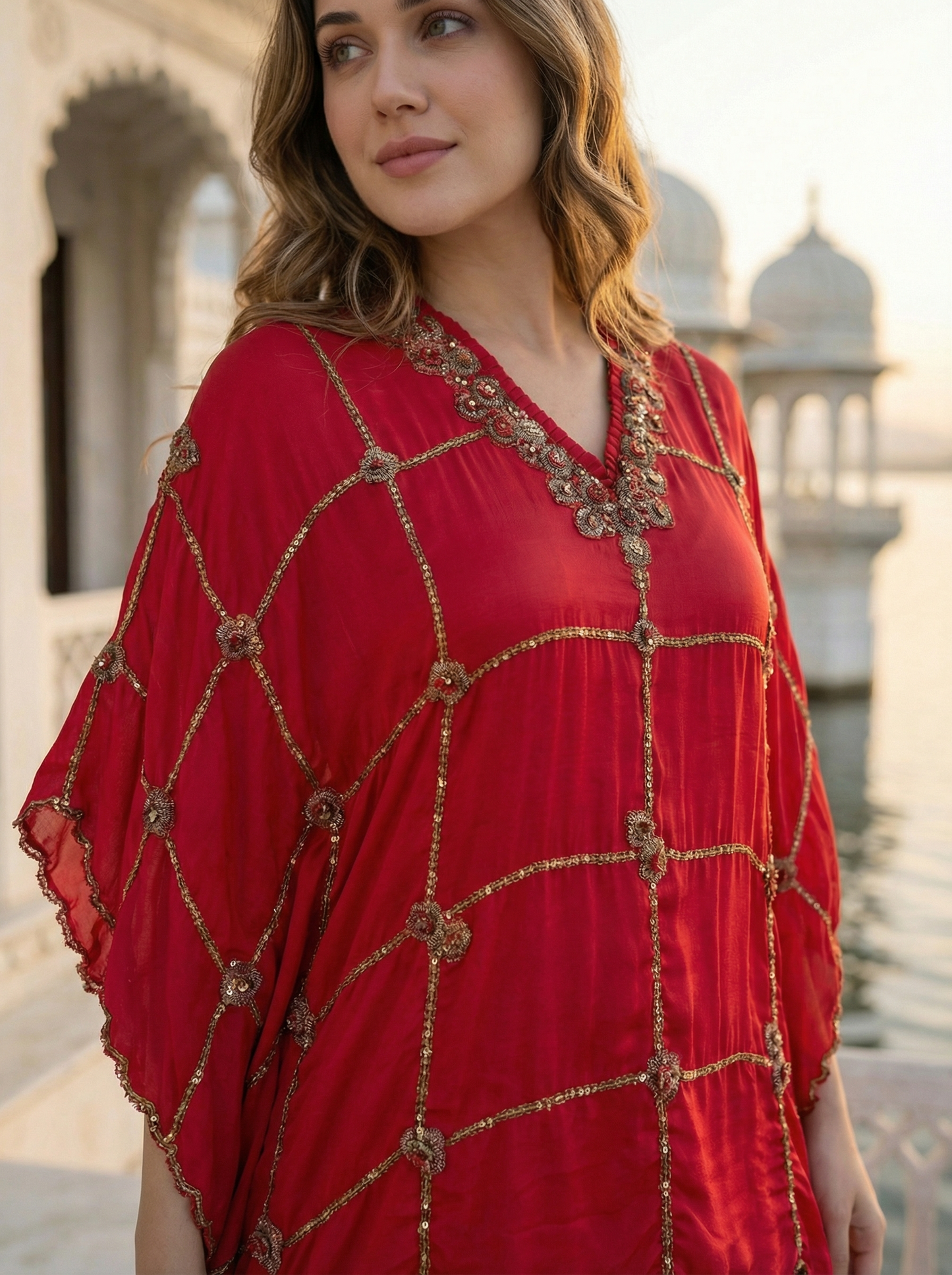 Roop red Kaftan Set