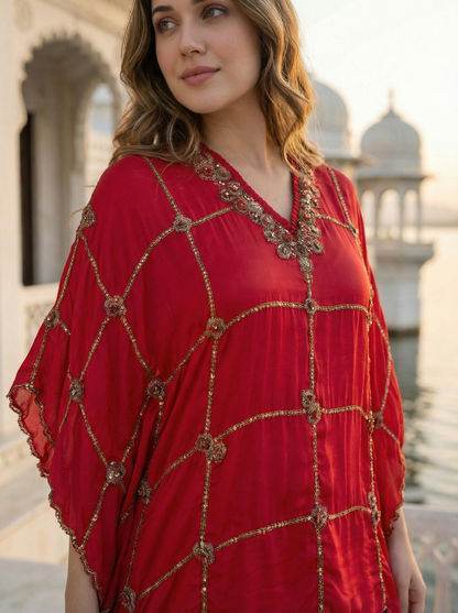 Roop red Kaftan Set