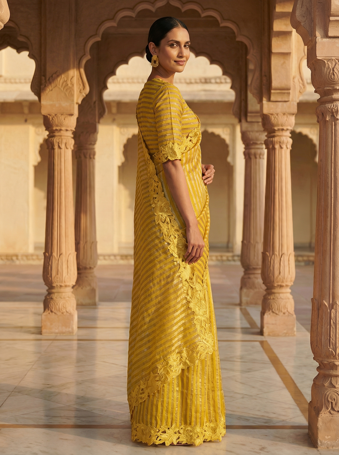 Haldi Chanderi Sari