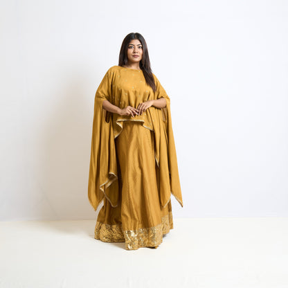 Mustard yellow pintucks skirt set