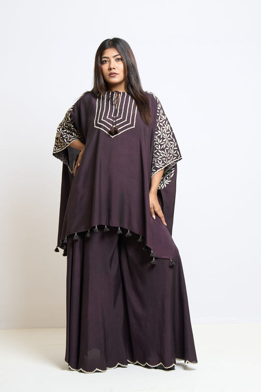 Blackish Wine Spun Cape Set