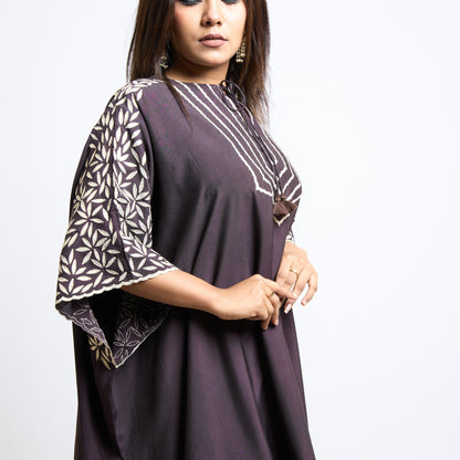 Blackish wine spun cape set