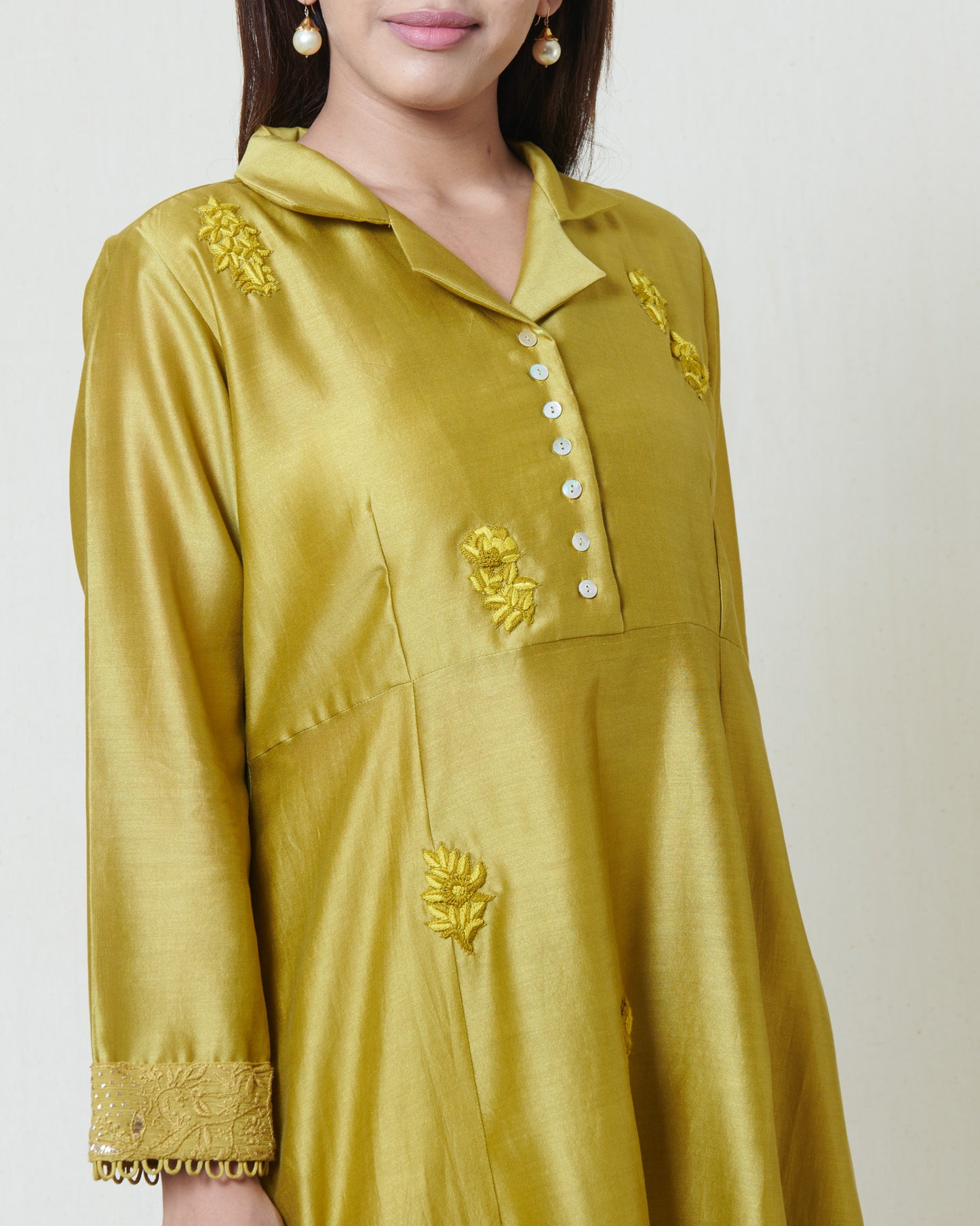 Olive Kurta and Straight Pants Set