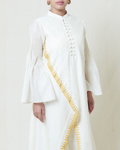 Ivory Layered Cross Over Kurta Set