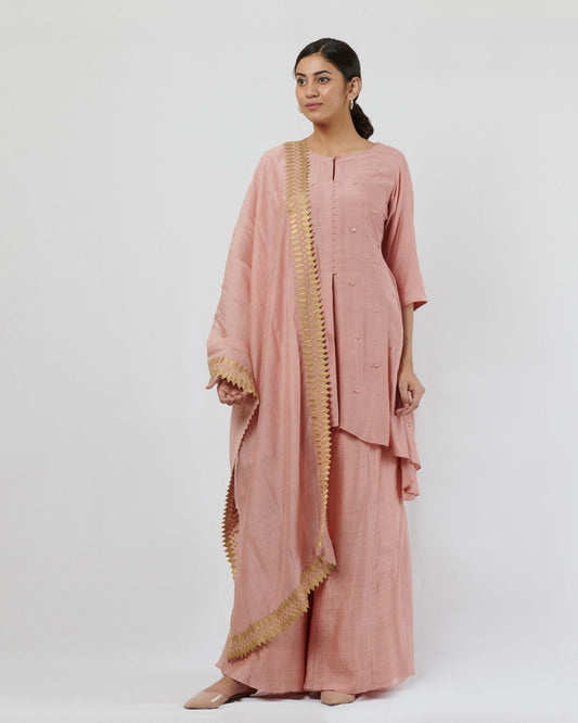 Vintage Pink Hand Crafted  Set with Dupatta