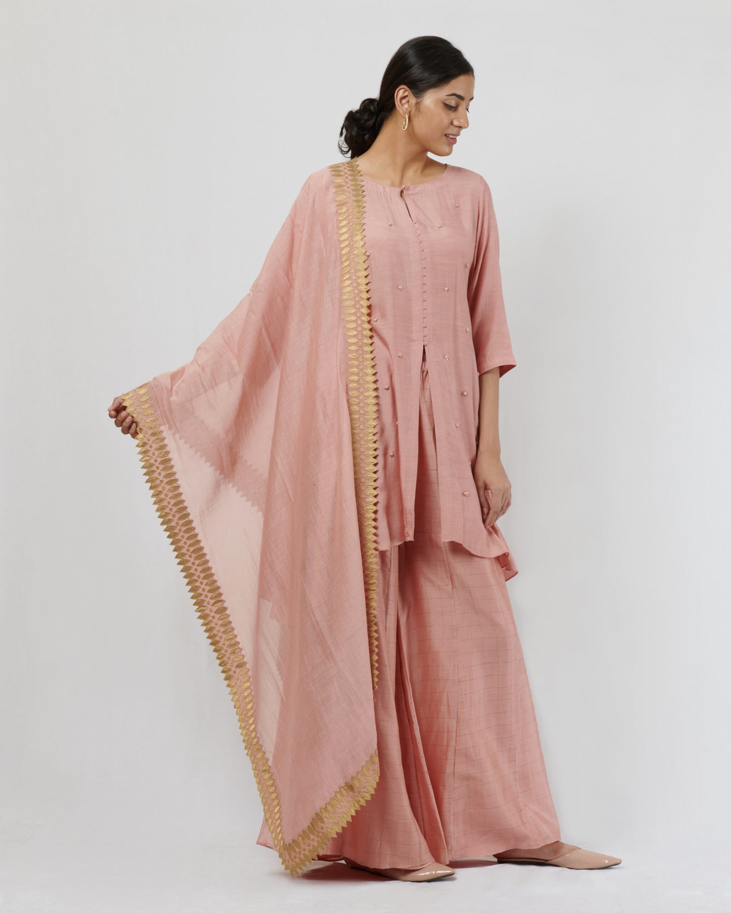 Vintage Pink Hand Crafted  Set with Dupatta