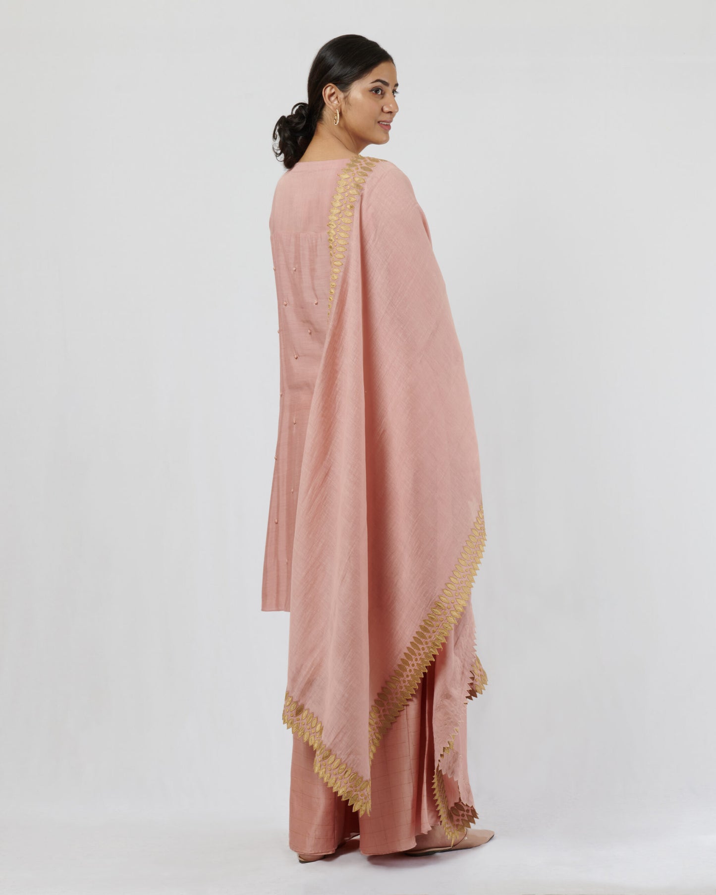 Vintage Pink Hand Crafted  Set with Dupatta