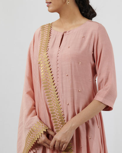 Vintage Pink Hand Crafted  Set with Dupatta