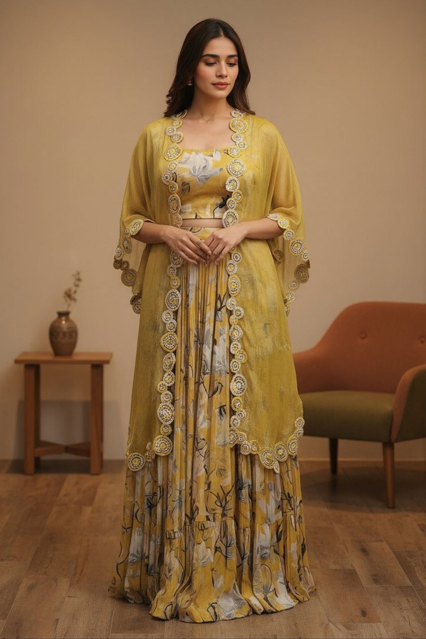 Summer Bloom Printed Cape Set