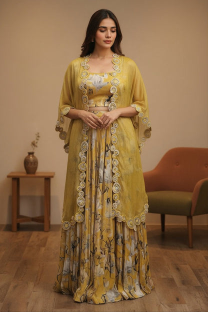 Summer Bloom Printed Cape Set