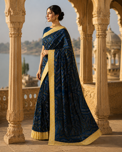 Neelambari Bandhani Banarasi Sari
