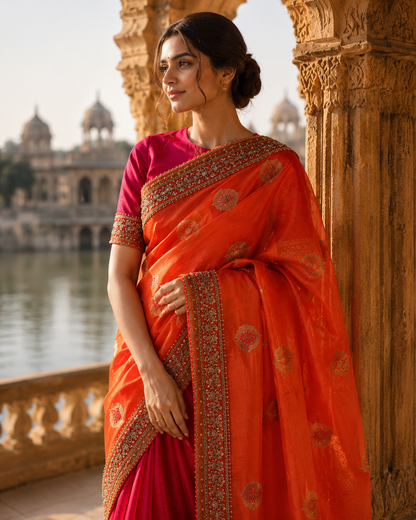 Rangmahal Banarasi Organza Sari