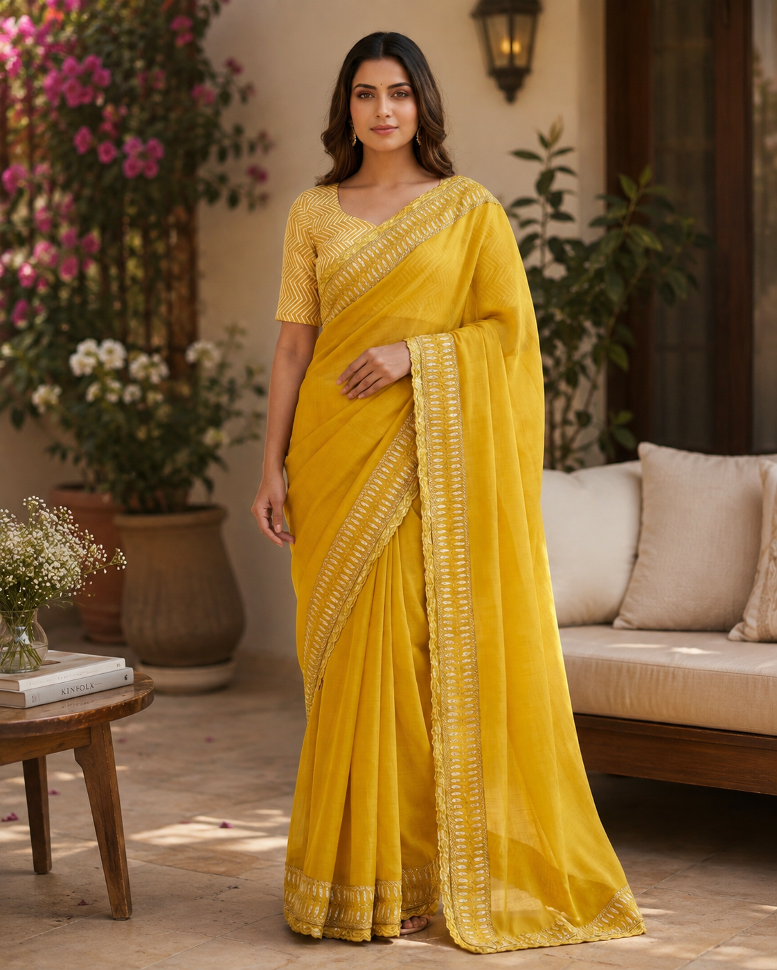 Kanak Appliqué Muslin Sari