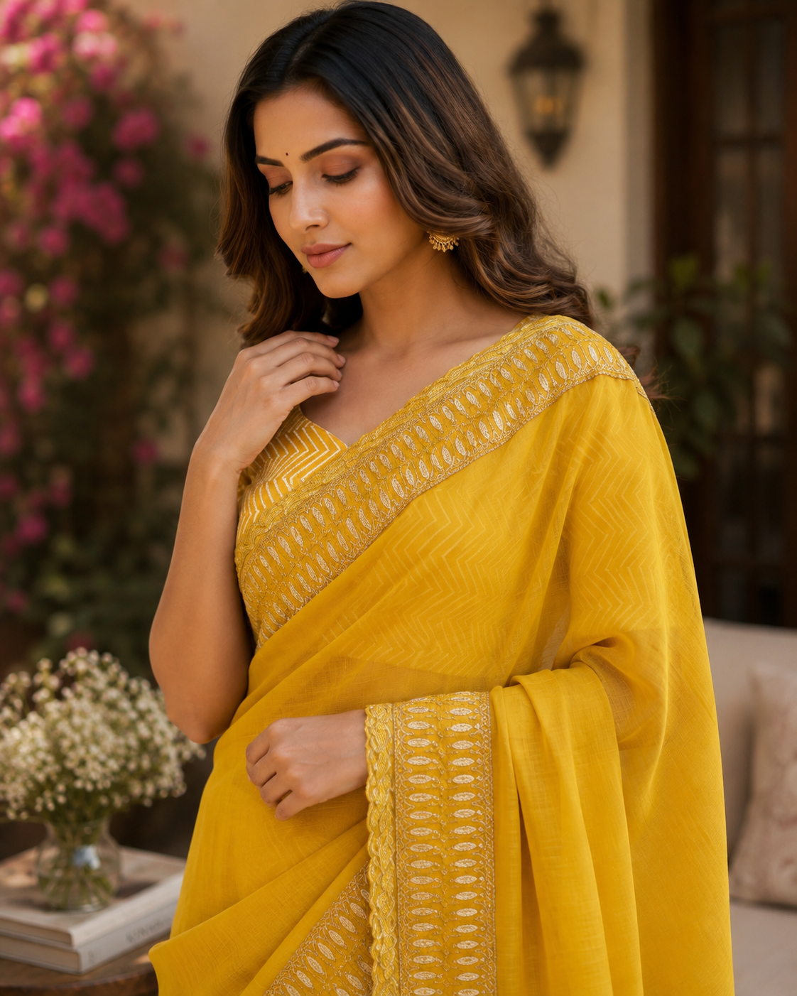 Kanak Appliqué Muslin Sari