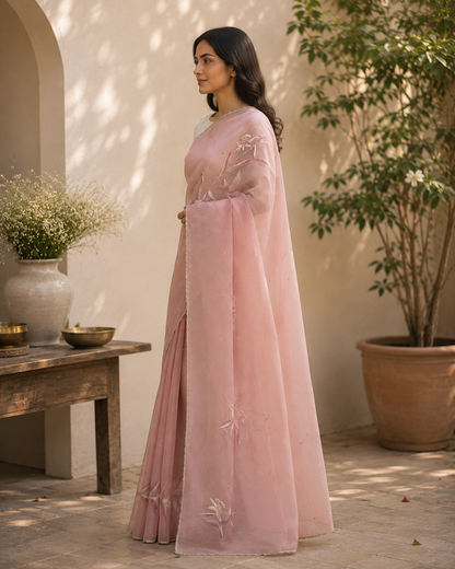 Gulmohar Organza Sari Set