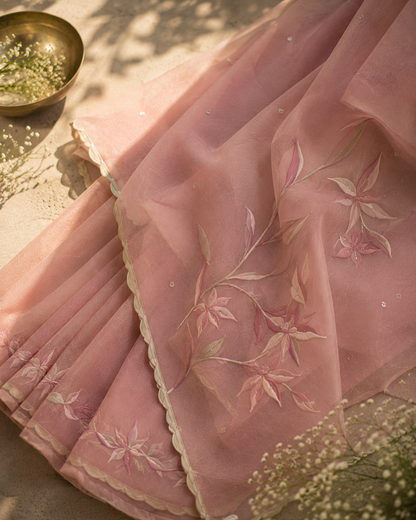 Gulmohar Organza Sari Set