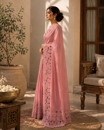 Gulbahaar Cutwork Muslin Silk Sari