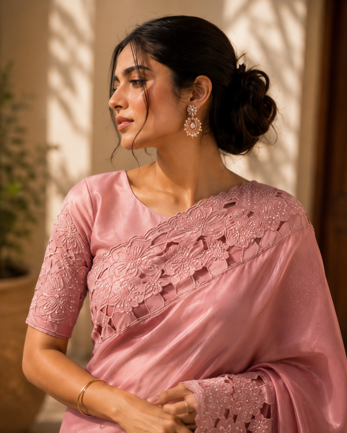 Gulbahaar Cutwork Muslin Silk Sari