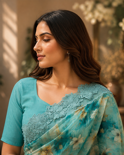 Aster Bloom Organza Sari