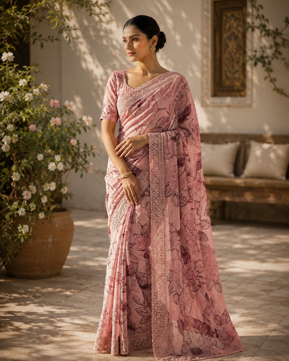 Gulmira Printed Muslin Sari