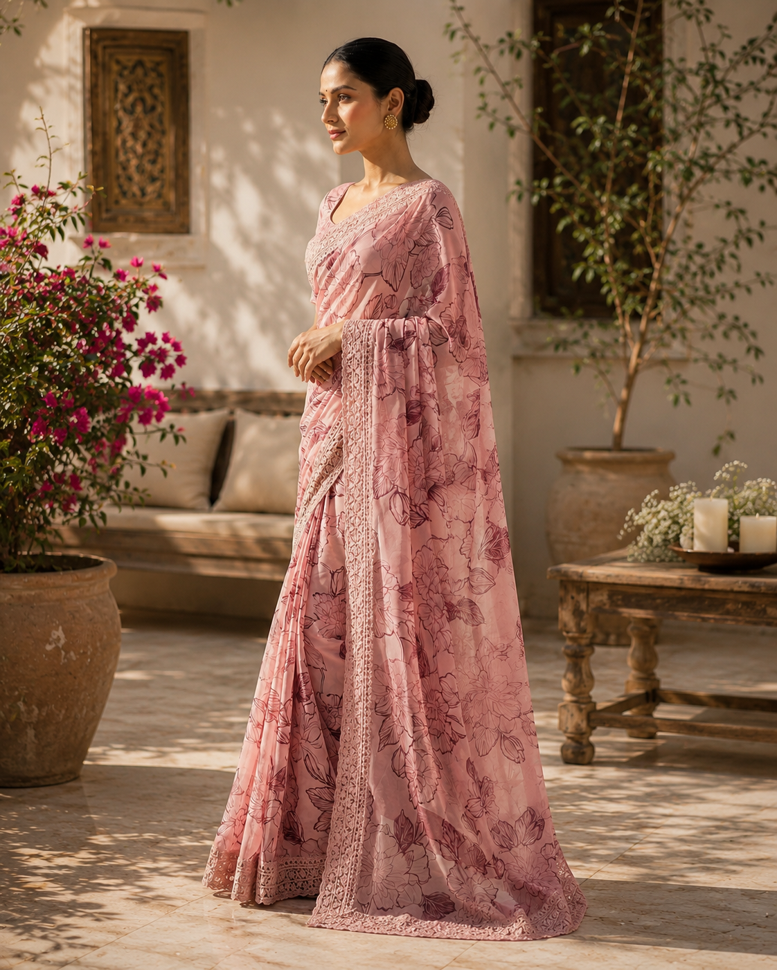 Gulmira Printed Muslin Sari
