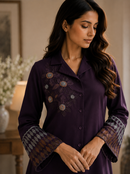 Vino Fleur Appliqué Dress