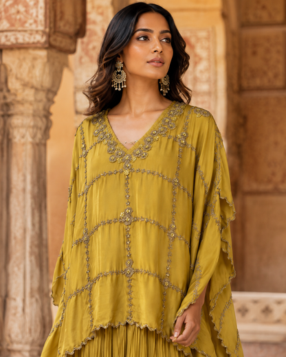 Vasanti yellow Kaftan Set