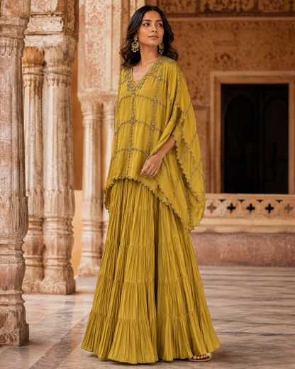 Vasanti yellow Kaftan Set