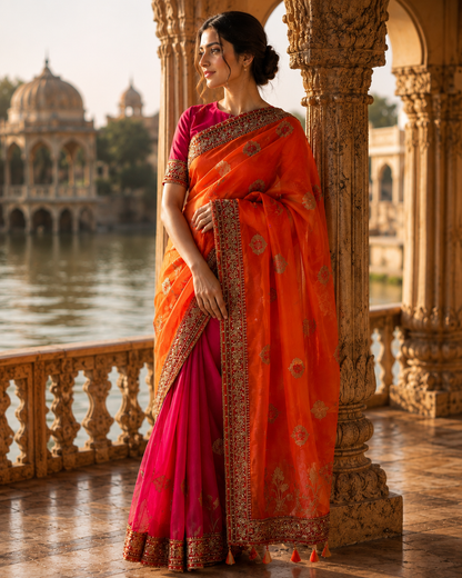 Rangmahal Banarasi Organza Sari