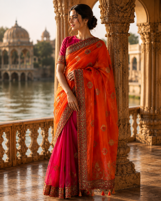Rangmahal Banarasi Organza Sari