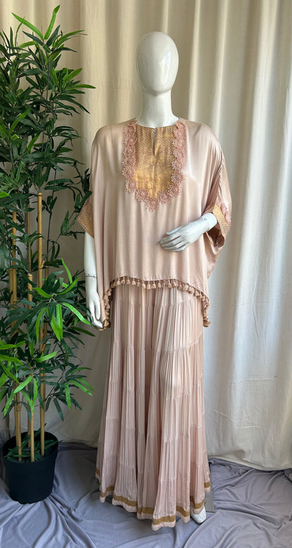 Beige Kaftan Skirt Set