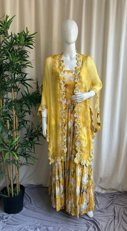 Summer Bloom Printed Cape Set