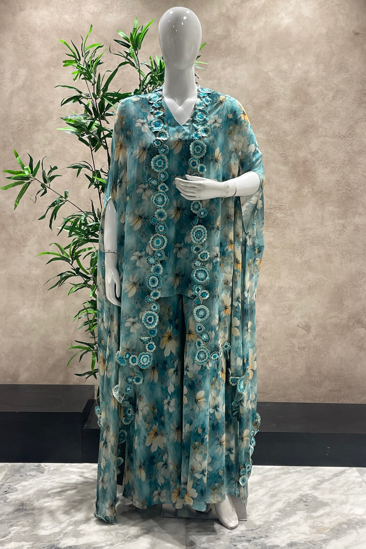 Teal Bloom Skirt Set